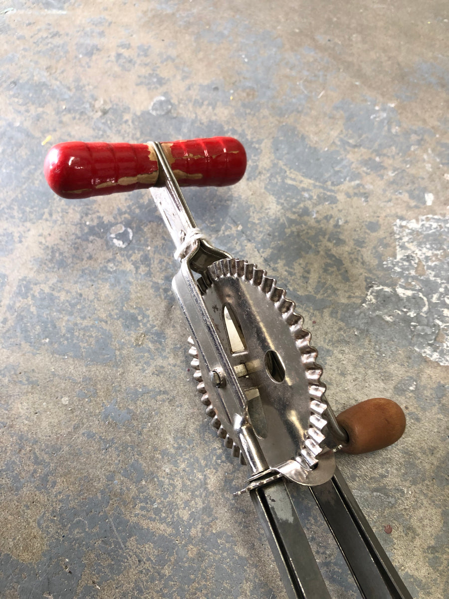 Vintage Hand Mixer / Egg Beater Manual with Wood Handle