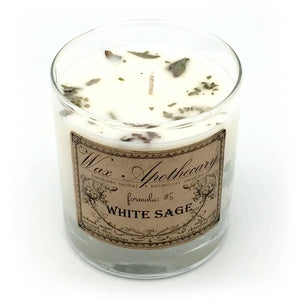 White Sage Botanical Candle in 7oz Scotch Glass | Wax Apothecary