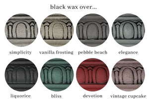 Country Chip Paint Black Wax used on different color finishes 