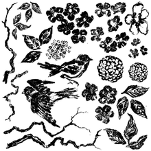 Load image into Gallery viewer, Iron Orchid Design Birds Branches Blossoms Decor Stamp