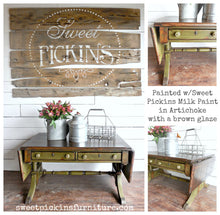 Load image into Gallery viewer, Coffee table painted in Sweet Pickins Milk Paint called Artichoke 