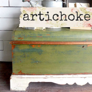 Trunk painted in Sweet Pickins Milk Paint called Artichoke 