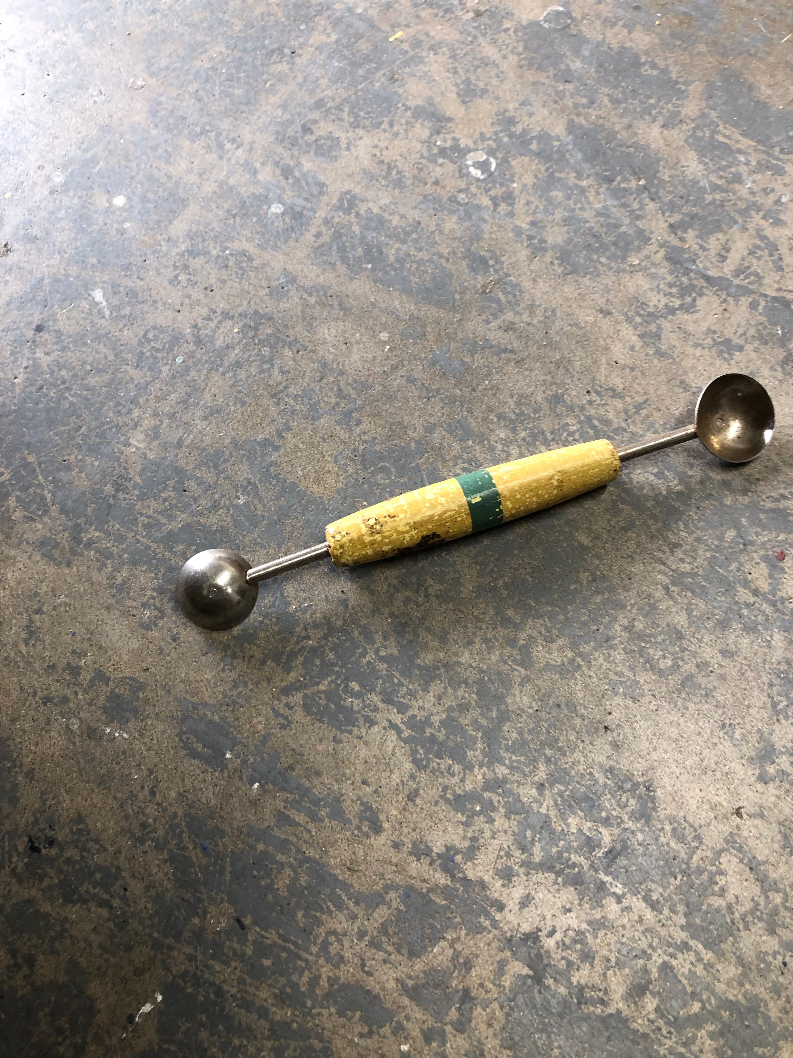 Vintage Kitchen, Melon Ball Scoop, Double Sided, Red and White